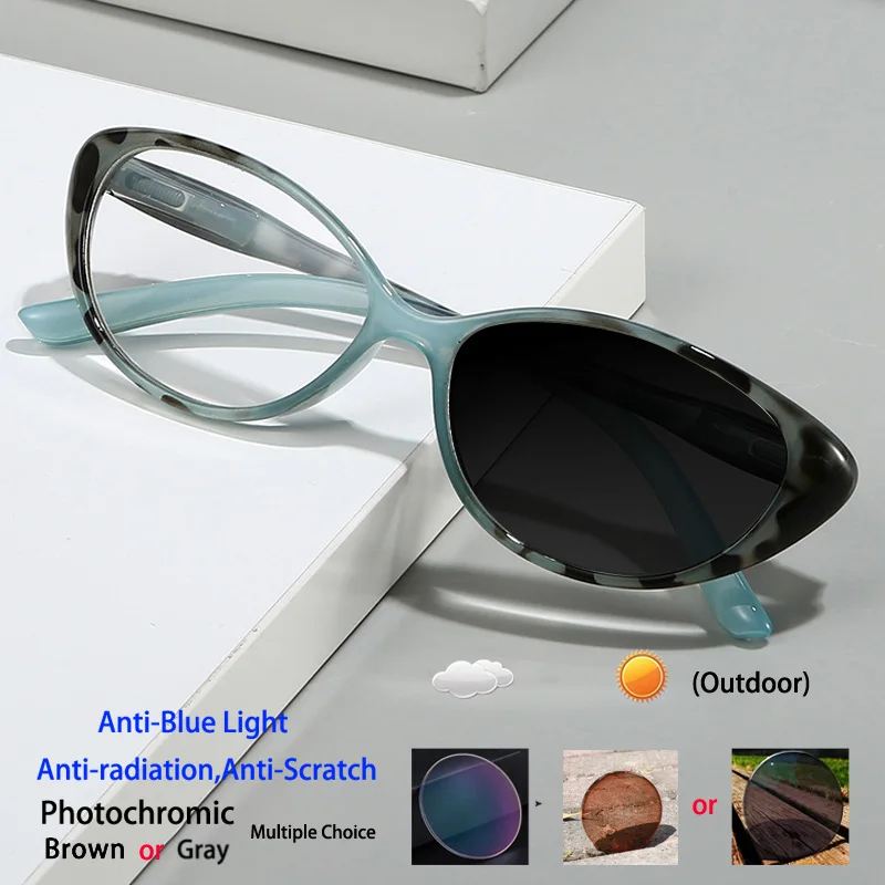 أزياء العلامة التجارية تصميم القط العين طباعة الإطار وصفة طبية نظارات القراءة النساء البصرية اللونية المضادة للأشعة الزرقاء Nearsight #3