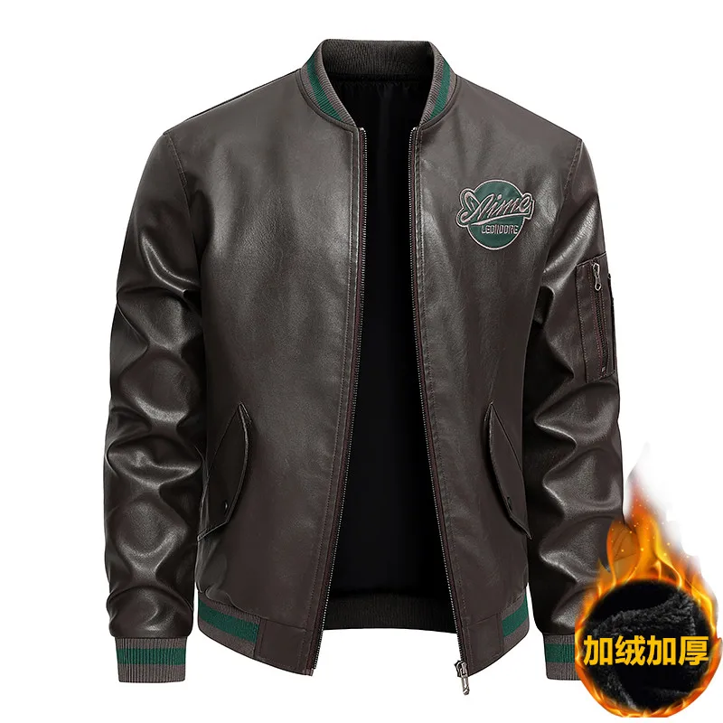 Men's Artificial Leather Trench Coat, Fashionable Long-Sleeved Winter Trench Coat, Form-fitting Leather Jacket, Men's outerwear