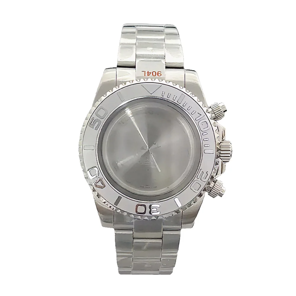 ل VK63 حافظة 316L الفولاذ المقاوم للصدأ مرآة مسطحة الياقوت الزجاج 40 مللي متر ساعة حزام لحركة الكوارتز VK63 #3