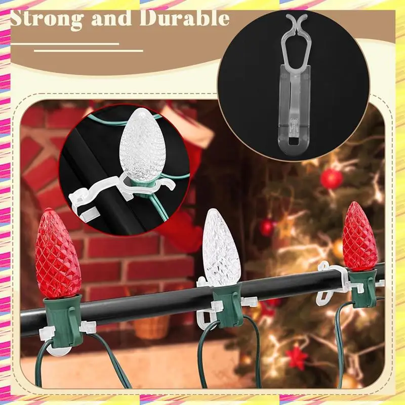 

ABJJ Outdoor Light Clips All In One Clips 100Pack, Universal Gutter And Shingle Clip Hooks For Hanging C7, C9 And Lights