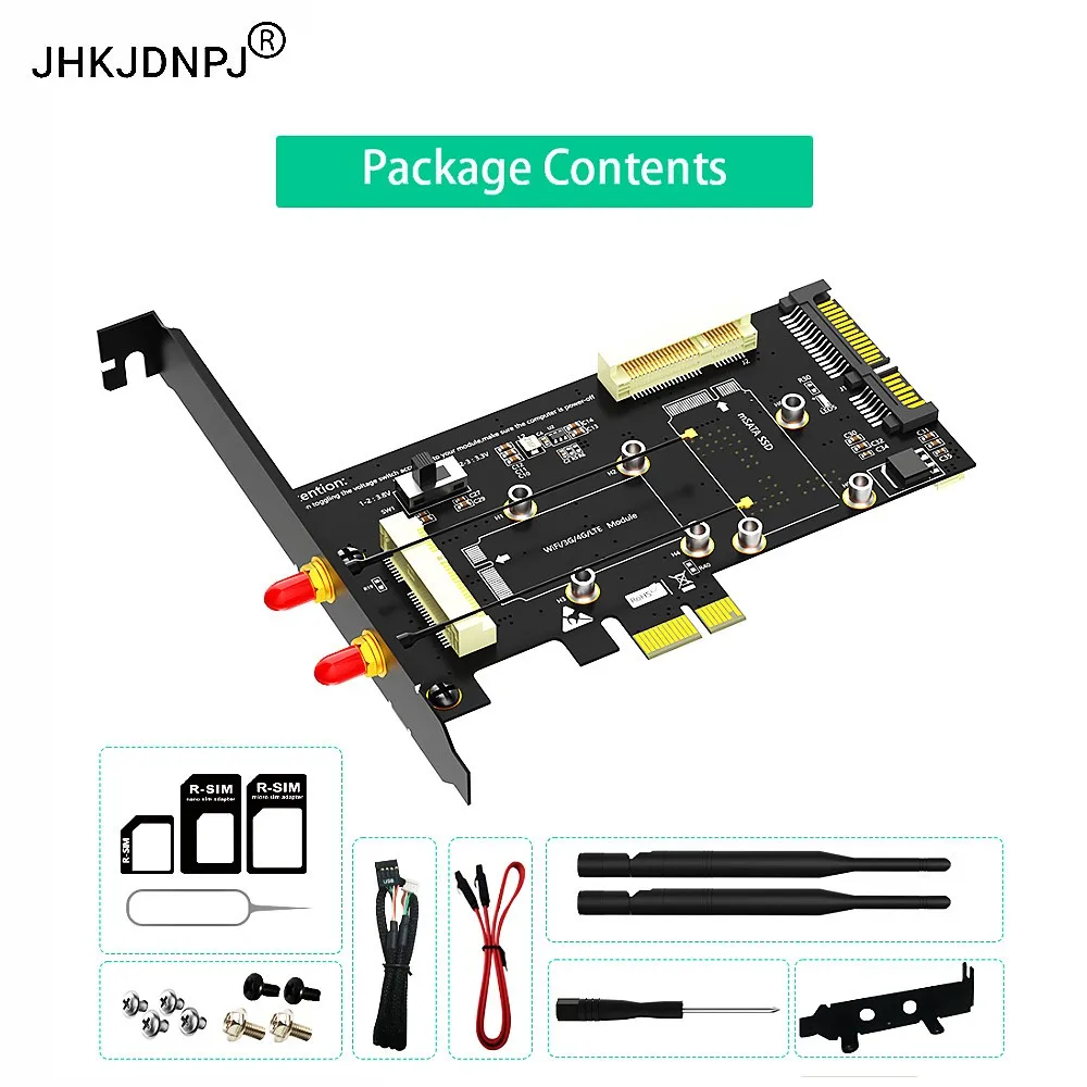PCI-E 1x and  MSATA to SATA3 Adapter with SIM Card Slot for Wi-Fi/ 3G/4G/LTE/ Msata SSD