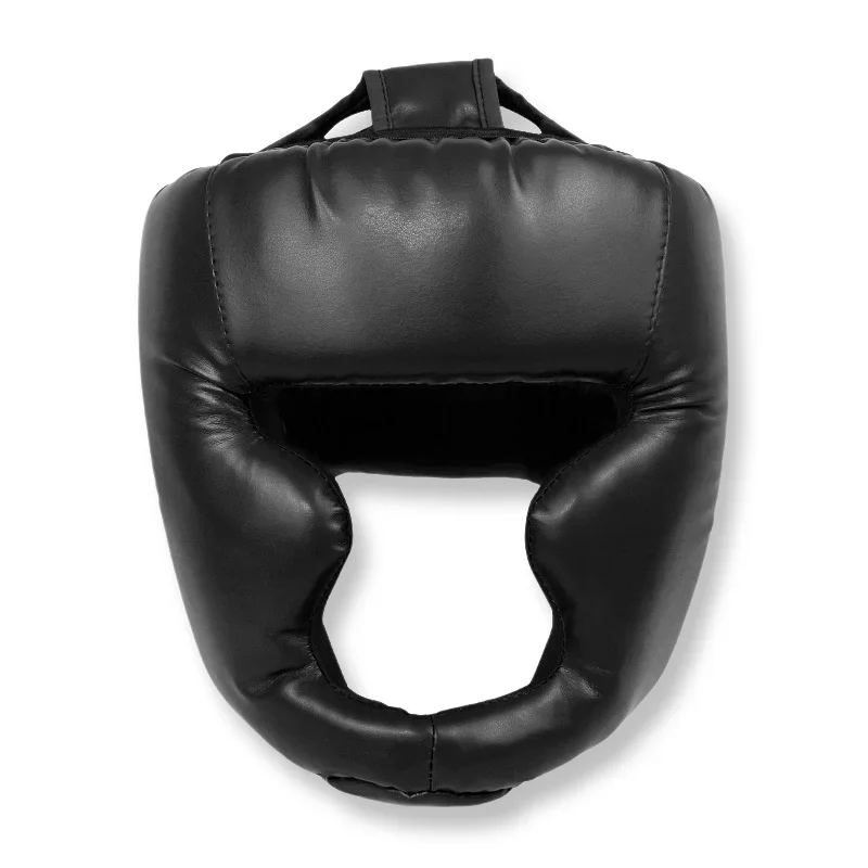 Leather Boxing Helmet Full Coverage Head Guard for Muay Thai Sanda Taekwondo Karate Training Men Women