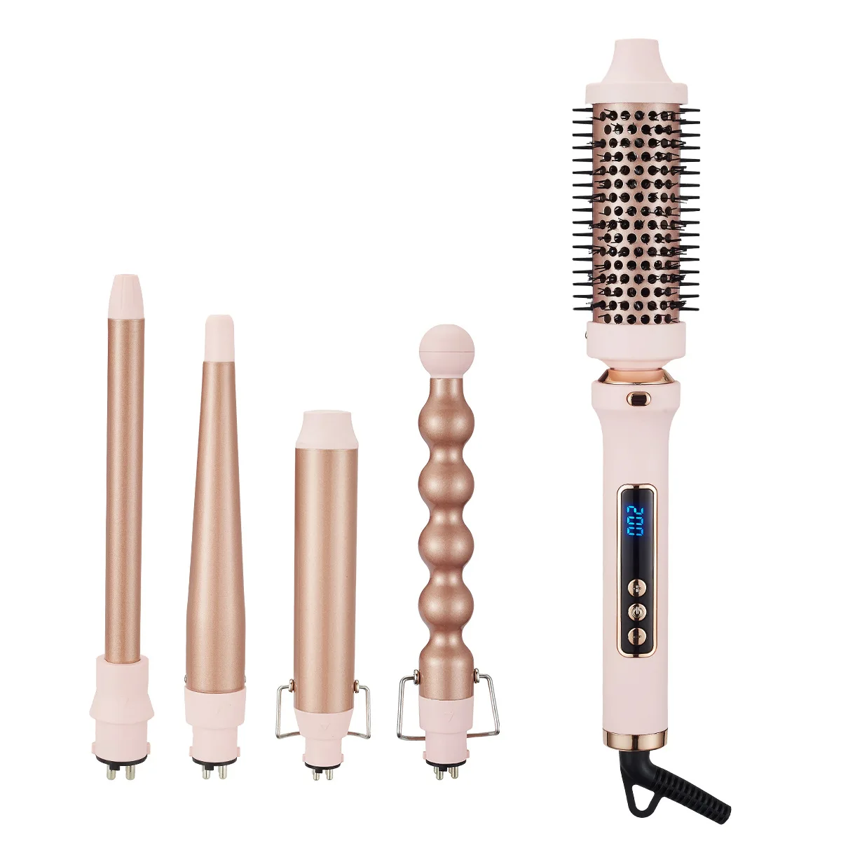 5 in 1 Interchangeable Barrels Curling Wand, 360° Rotating Tail Cord, Auto Shut-Off Electric Curling Iron for Home Hair Styling