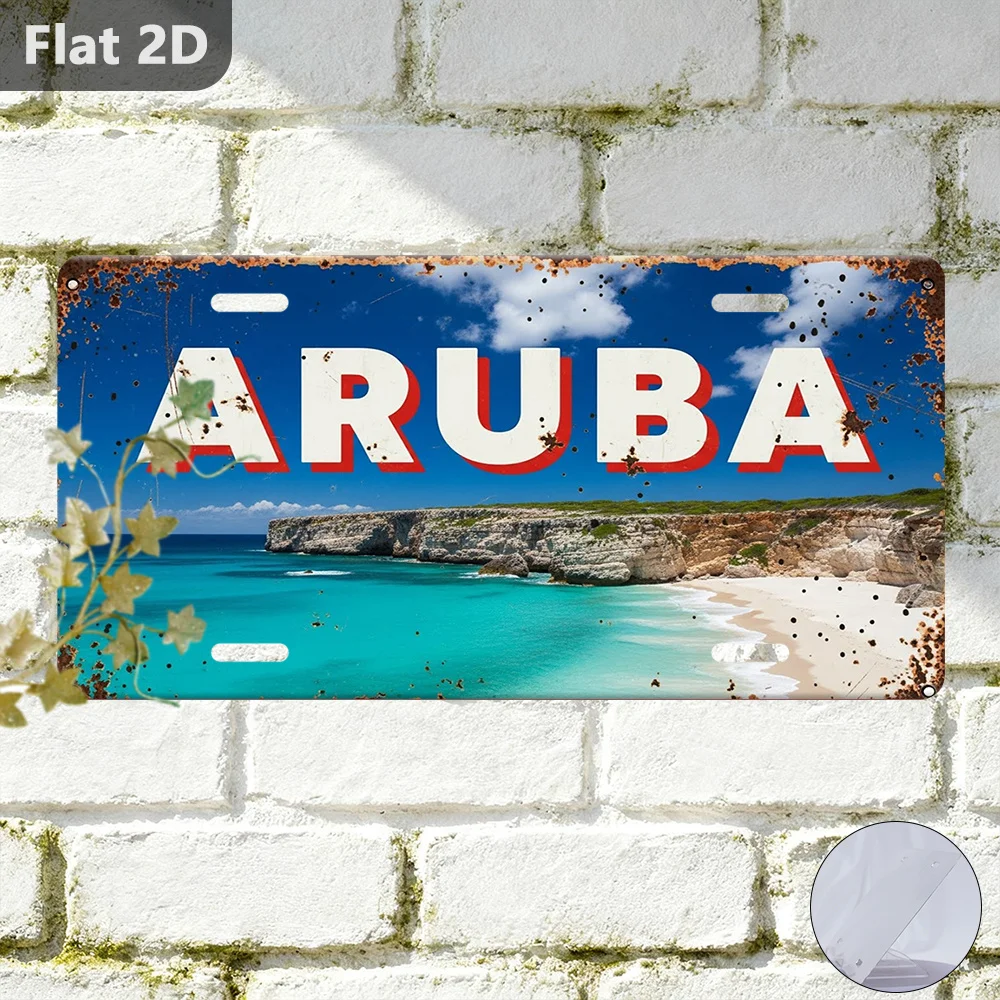 2D Flat, Metal Sign2D Flat - A Vintage Sign Featuring ARUBA, Perfect As a Travel Souvenir, Holiday Gift, Seasonal Decoration,