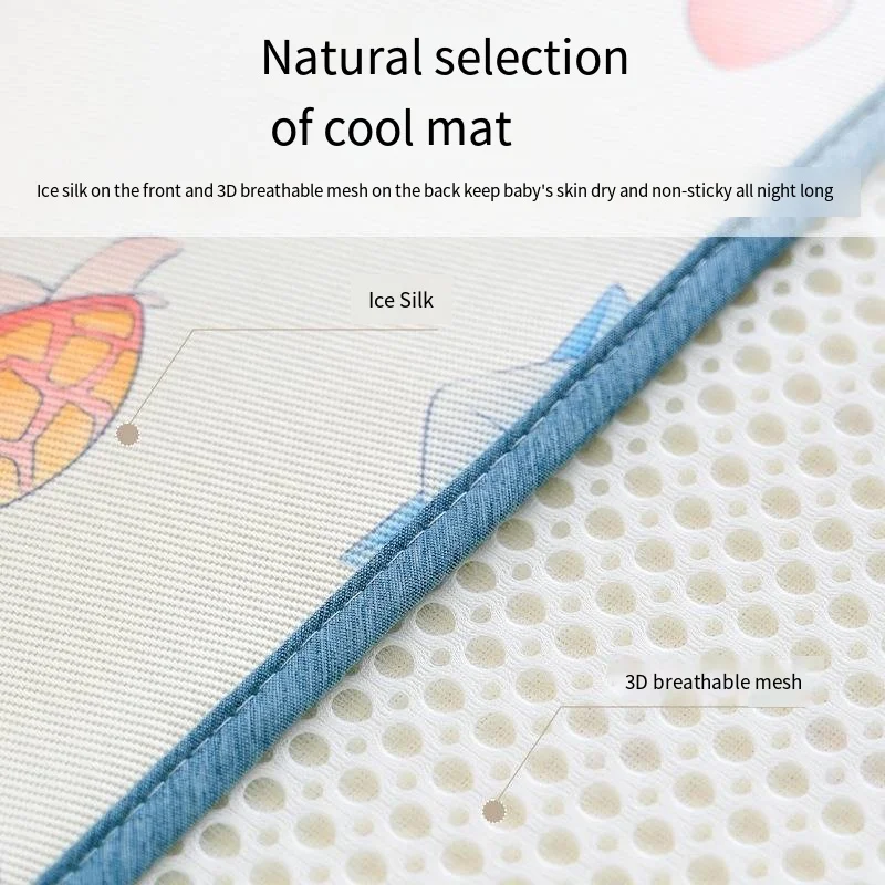 Newborn Baby Ice Silk Cool Mat Baby Summer Cool Feeling Soft Mat Kindergarten Children's Bed Ice Silk Bed Sheet Cool Mat