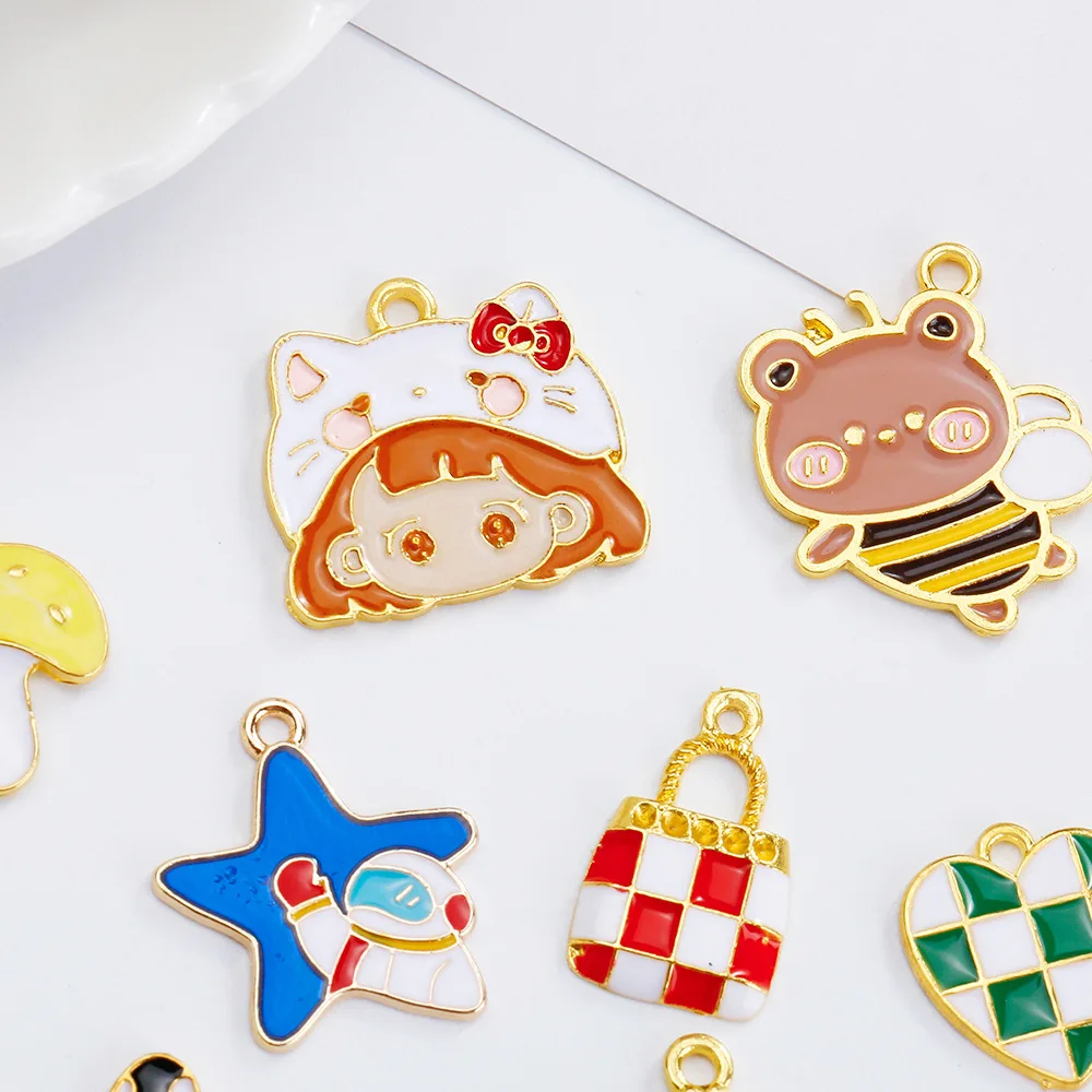 Accessori per gioielli fai-da-te: ciondolo a goccia d'olio in lega di ape simpatico cartone animato, ciondolo accessorio per gioielli in lega