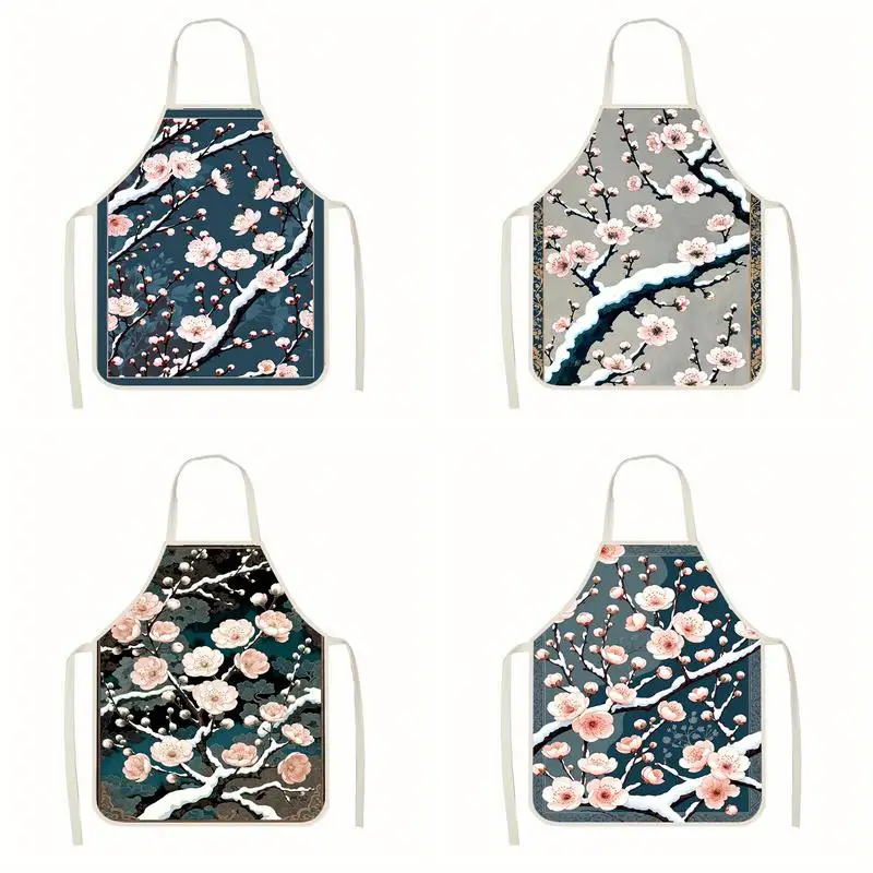 

Cherry Blossom Pattern Apron Linen apron, suitable for kitchen cooking, parent-child interaction, painting and other scenarios