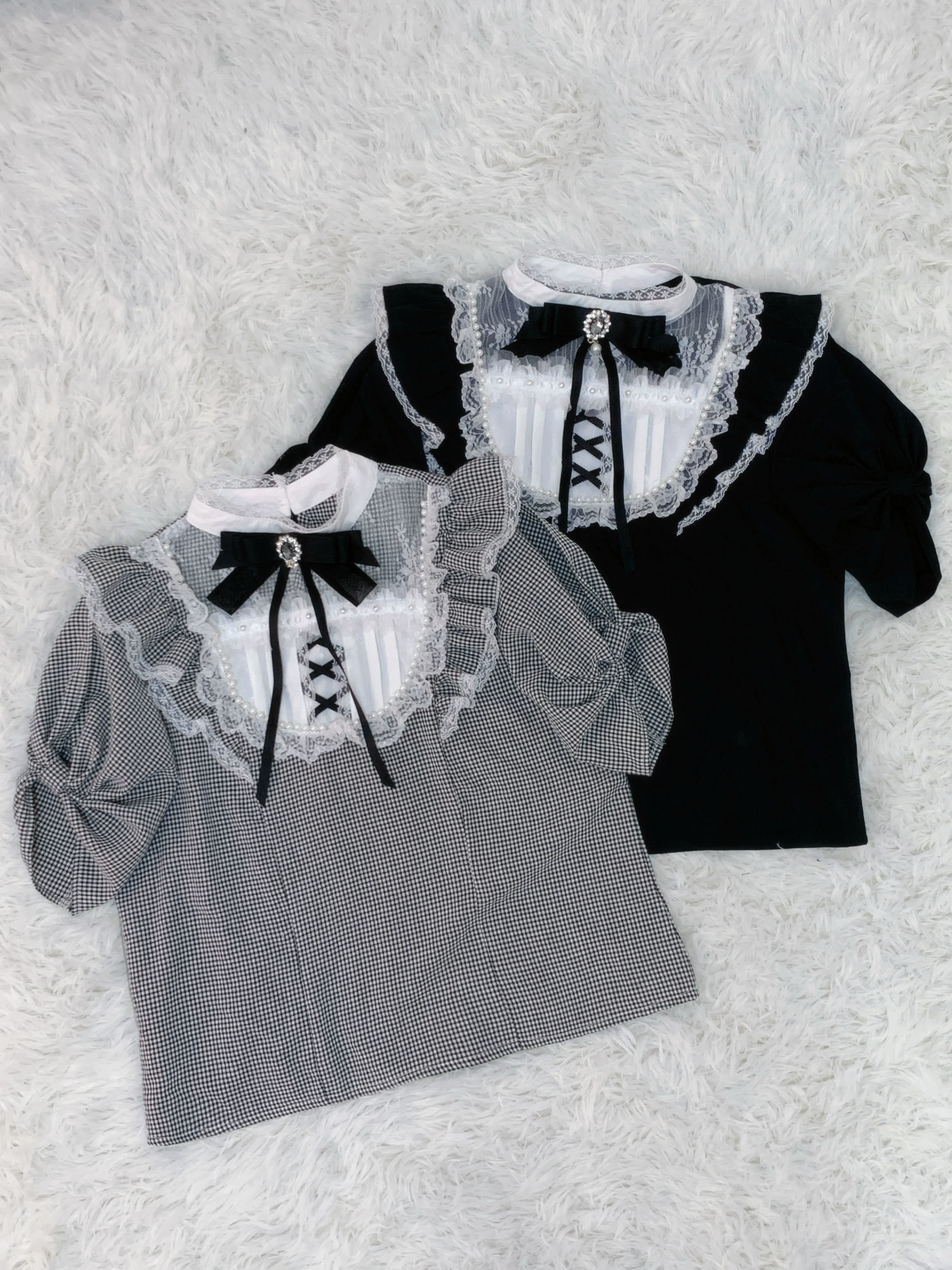 Original Mine Mass-Produced Lolita Short-Sleeve Shirt and Skirt Set Summer Girl's Sweet Cool Gothic Style Top High-Waisted Skirt