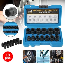 Damaged Stripped Nut and Bolt 13PCS Impact Bolt Nut Screw Remover Tool Set 3/8