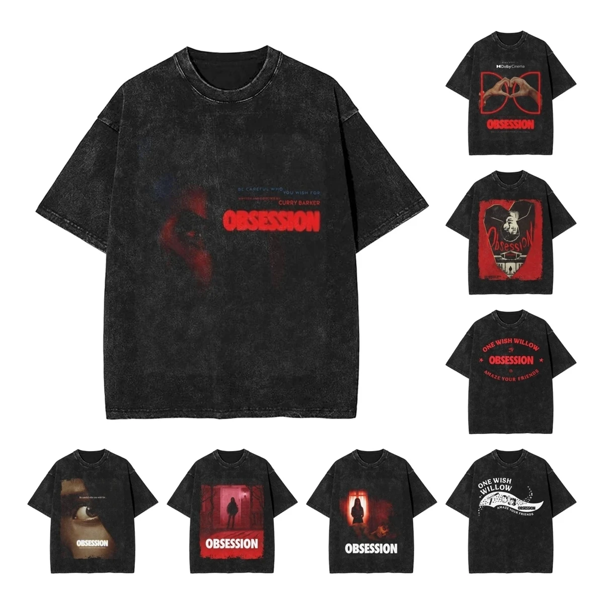 Camiseta Oversize Estampada com Tema do Filme Obsession, Estilo Streetwear Hip Hop, Manga Curta, Unissex