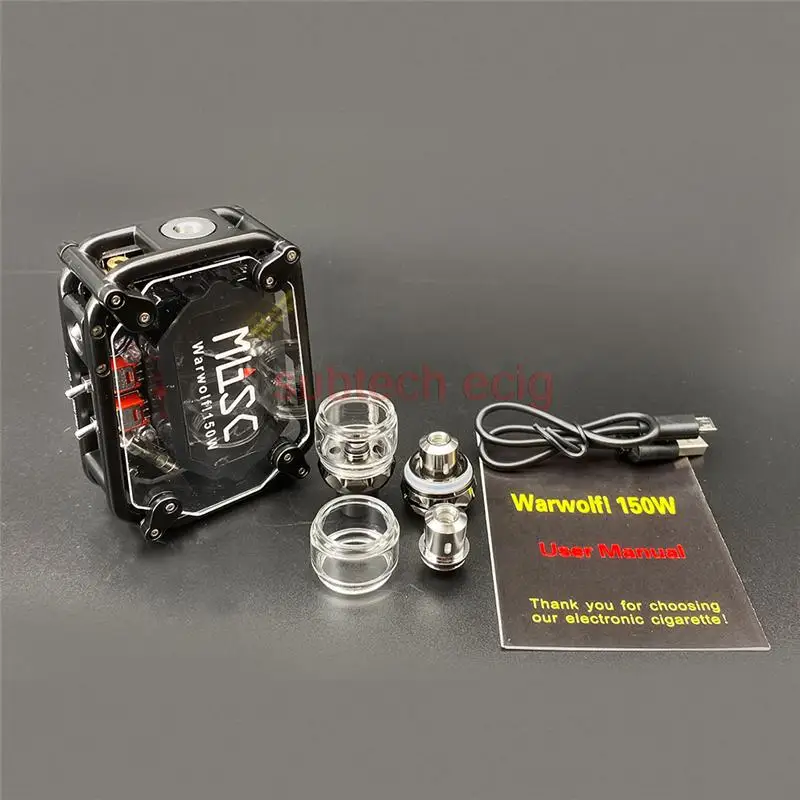 Ecig Warwolf 150W 박스 모드 키트, 2200mah 멋진 깜박이는 빛, 거대한 증기, 제 3 기어 압력 조절, 전자 담배 연기