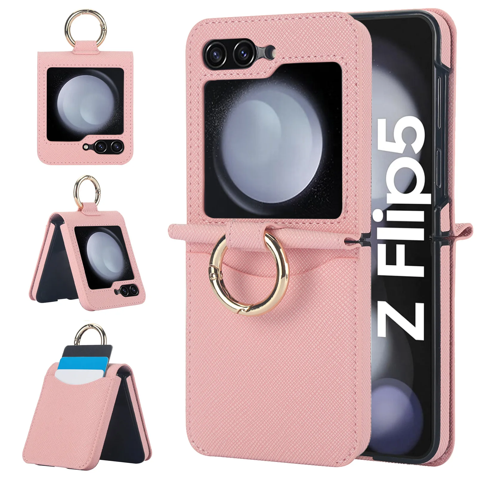 For OPPO Find N2 N3 Flip Case Multicolor Matte Plain Leather Rotating Ring Bracket Shockproof Protection Back Cover Accessories