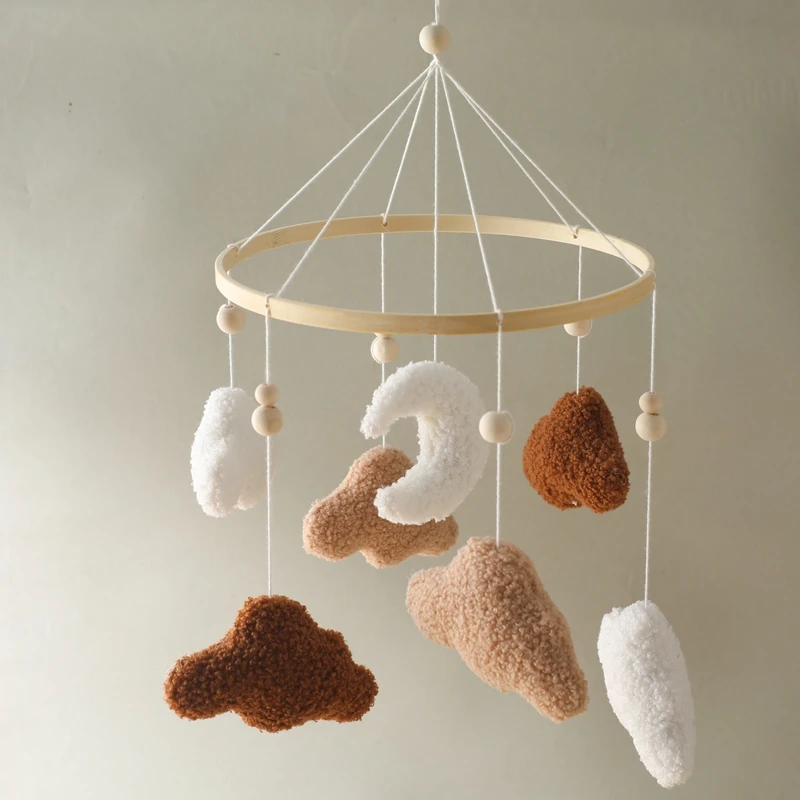 Baby Krippe Mobile Rassel Spielzeug Für 0-12 Monate Cartoon Filz Wald Tier Bett Glocke Hängen Holz Halterung Mobile newbaby Rassel Spielzeug – Detail 22