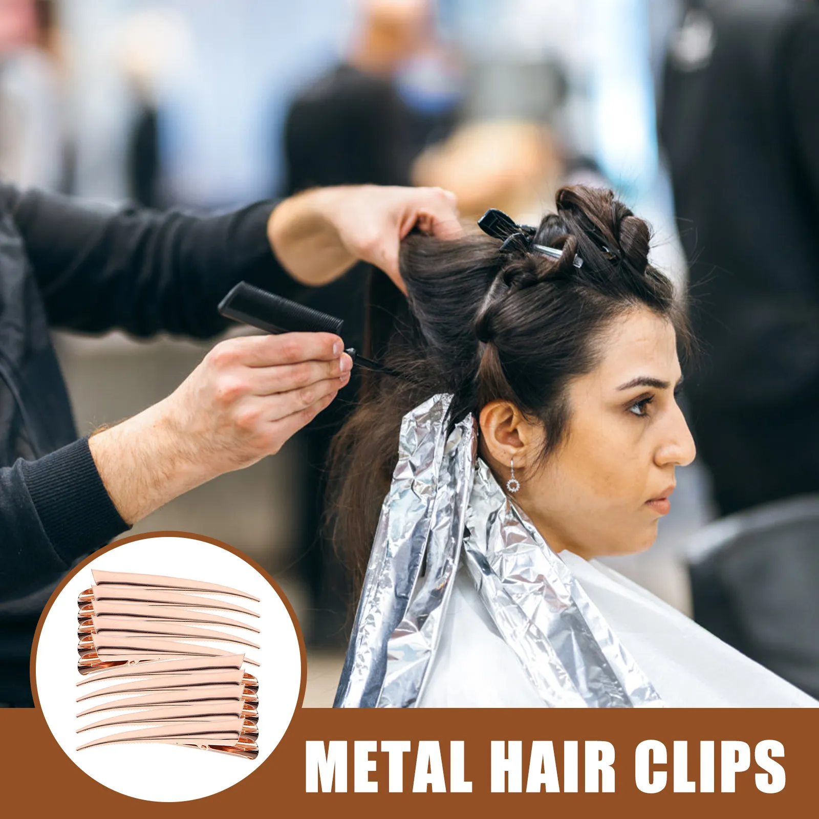 

10 шт. больших металлических заколок для волос с покрытием из розового золота, нескользящие разделительные зажимы для салонов красоты, укладки, окрашивания волос, макияжа и парикмахерских работ