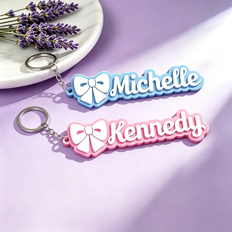 Custom Bow Pendant Key Chain Personalized Customized Acrylic Name Key Ring  Cute Bowknot Letter Car Charm Accessories Keychain