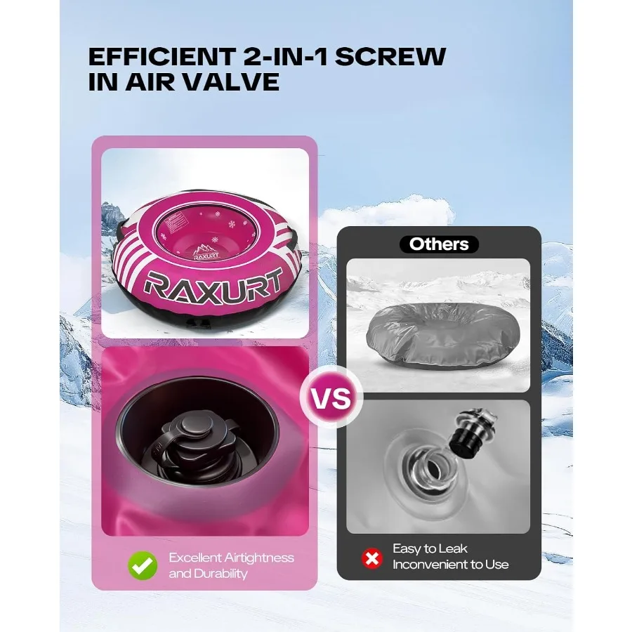 Robuuste sneeuwbuis met premium canvas hoes Opblaasbare sneeuwslee voor en volwassenen Verdikte bodem met sleepbare trekri