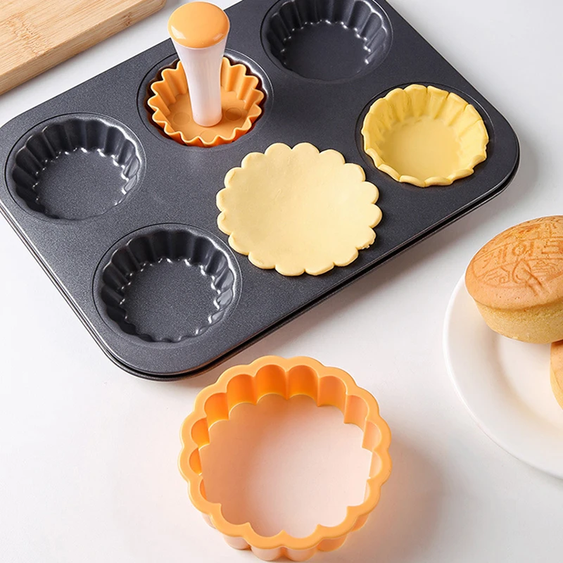 【F】Pastry Dough Tamper Kit Flower Round Cookie Cutter Set Cupcake Muffin Tart Shells Mold Kitchen Baking Mold