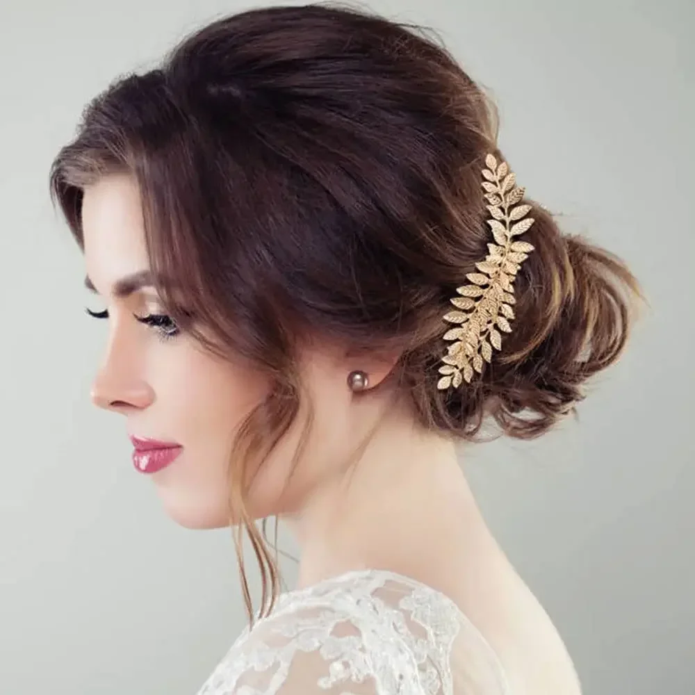 Confezione da 36 pettini laterali per capelli da sposa in foglia d'oro, forcine per capelli con perle a forma di U, fermagli per capelli con strass a spirale, mollette, copricapo da ballo