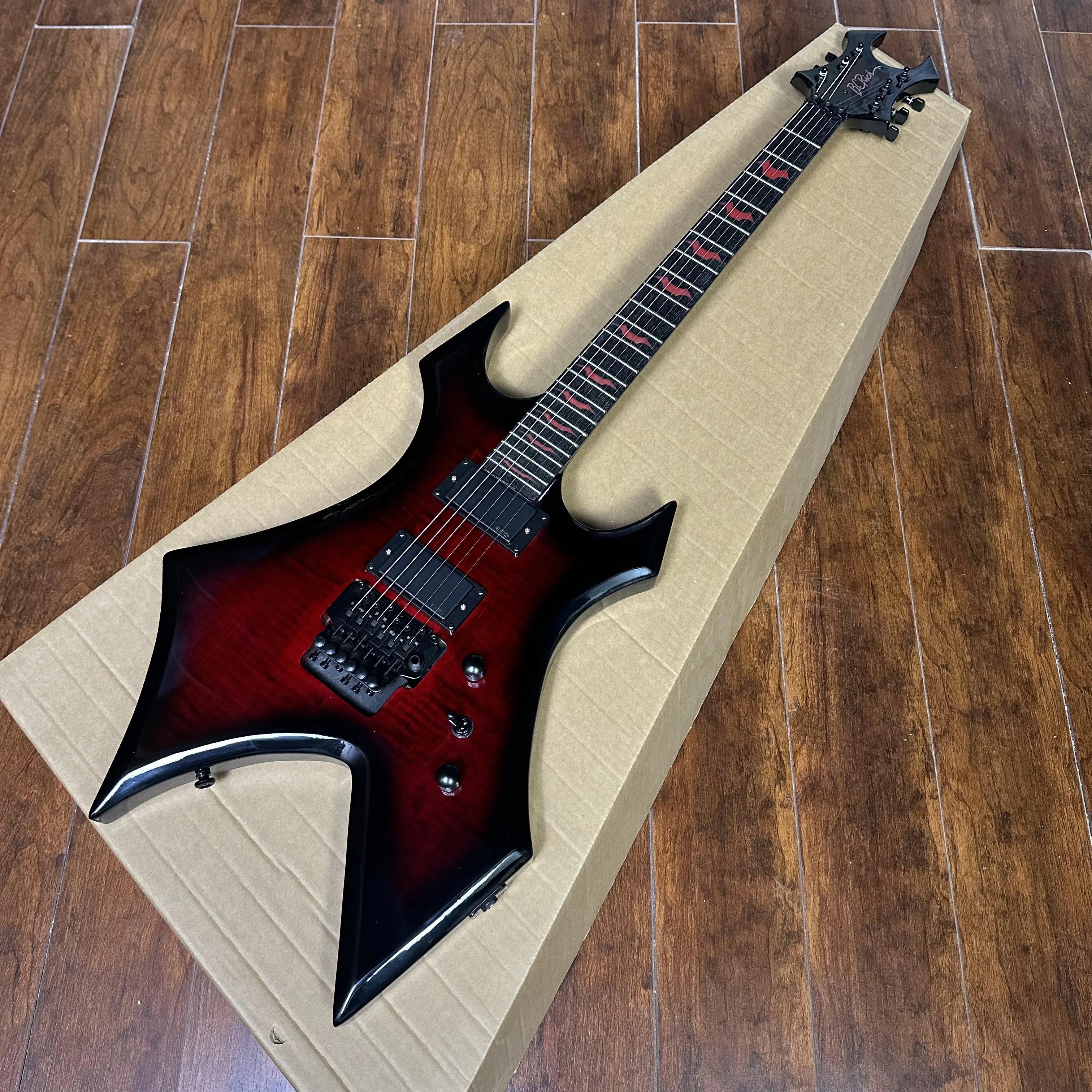 In stock -BC.RICH guitar, Flame Maple Top, Active pickup, Bat fingerboard inset, Tremolo Bridge