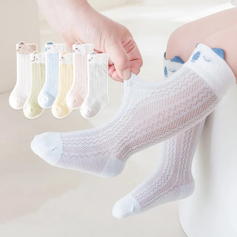 

Newborn Long Socks For Girls Boys Summer Mesh Thin Infant Socks Soft Kids Cotton Knee High Toddler Socks Baby Accessories 0-5Y