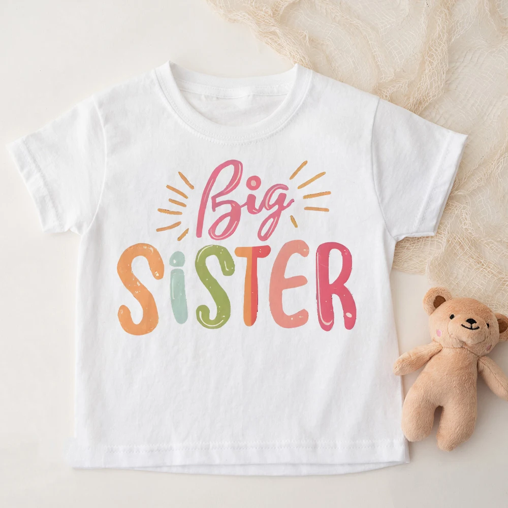 Big Sister Pattern Prints T-shirts Short Sleeve Crew Neck Summer Tee Tops Casual Funny Loose T Shirt Best Present To Child