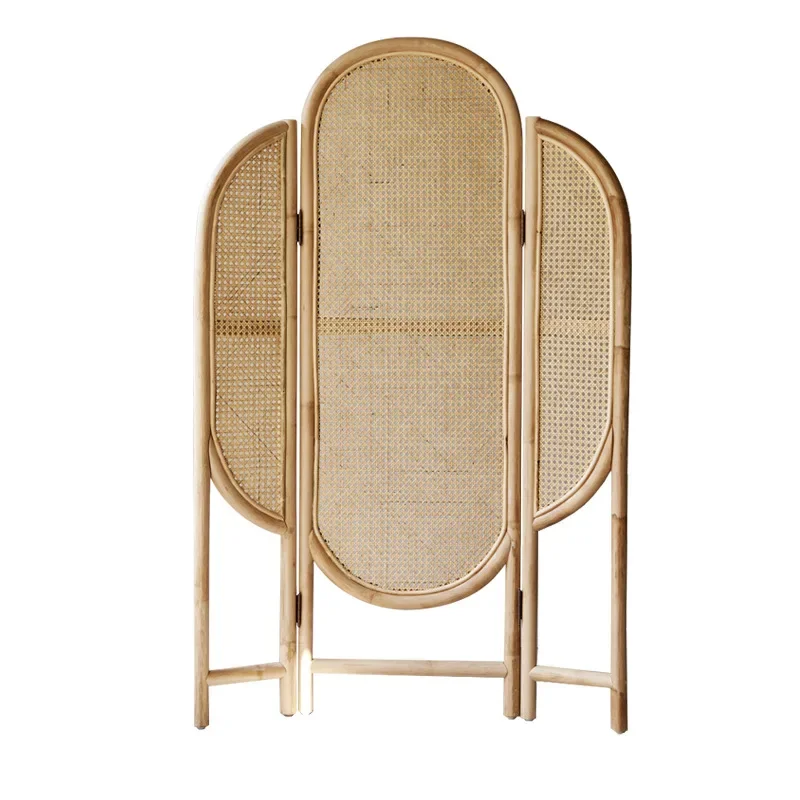 Creative Japanese B&B handmade rattan folding screen partition wall simple modern folding mobile folding screen Nordic