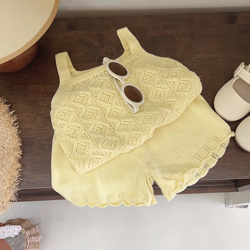 Girls Summer Clothes Sets Solid Color Clothes for Girls Vest + Short Costumes for Girls Toddler Korean Children Tracksuits
