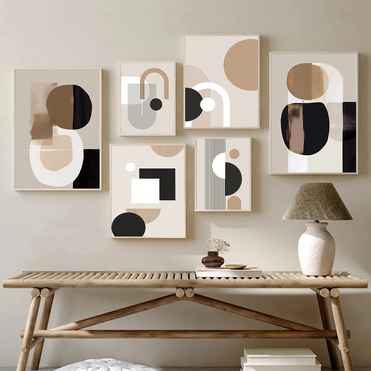 1 Piece Bohemian Style Canvas Painting , Bohemian Style Abstract Shape Illustration Canvas Print for Living Room,  Home Office