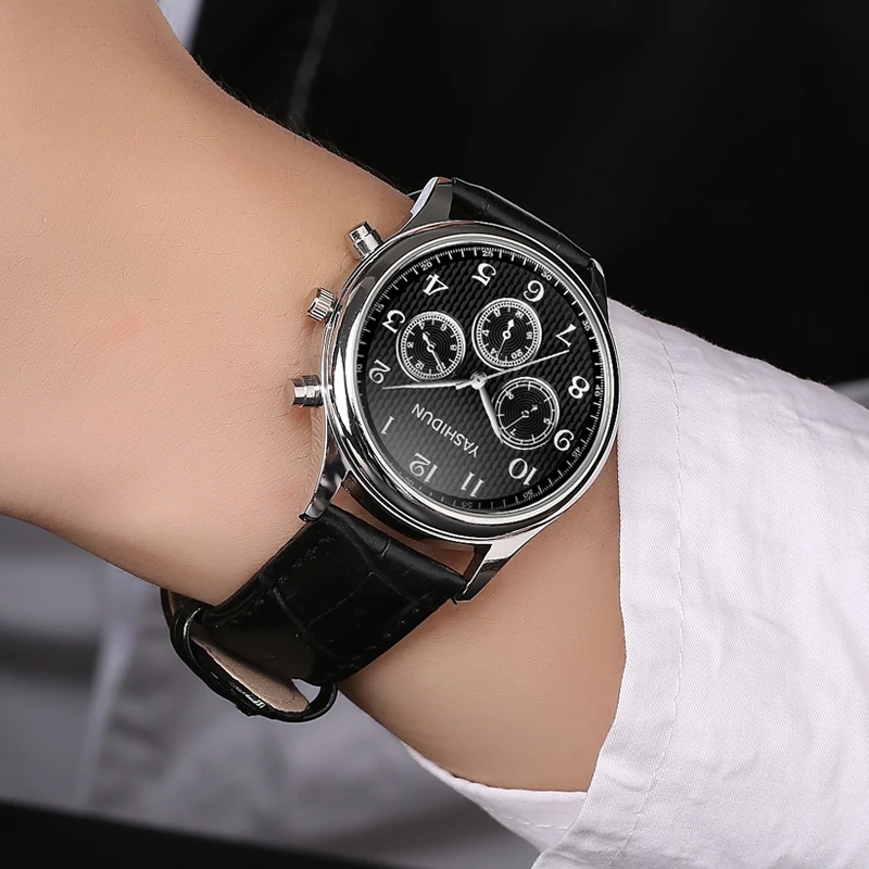 ساعة يد رجال الأعمال من YASHIDUN من أفضل العلامات التجارية ساعة يد رجالية مقاومة للماء للتاريخ الأصلي كوارتز ساعة رجالية من الفولاذ المقاوم للصدأ