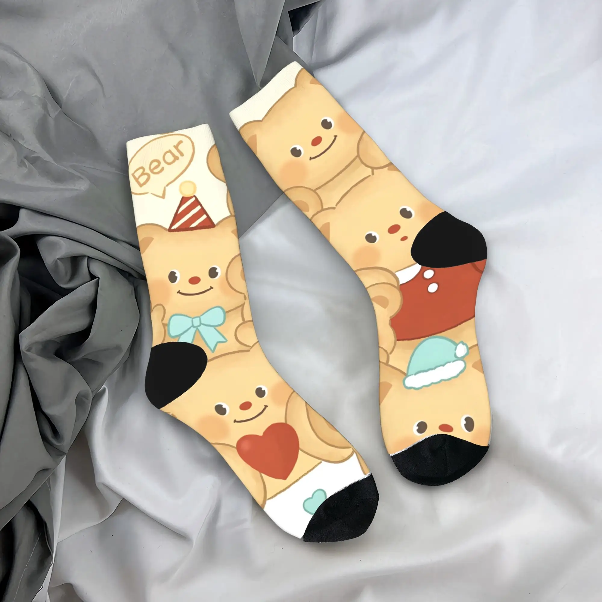 

Носки с рисунком масла и медведя, дизайнерские чулки, противоскользящие мужские носки, теплые мягкие зимние забавные спортивные носки на открытом воздухе