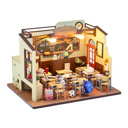 Back To School Handmade Classroom Miniature Model Doll House For Kids Mini 3D Wooden Puzzles Classroom Assembly Start of School