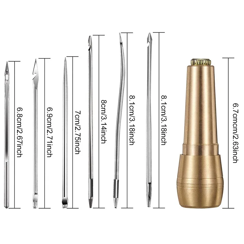 النحاس مقبض الخياطة Awl اليد خياطة الأحذية أداة إصلاح DIY بها بنفسك قماش الجلود الإبر DIY بها بنفسك الجلود مشمع الموضوع أدوات خياطة