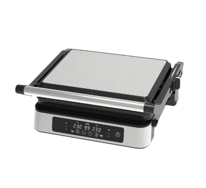 4-Slice Digital Electric Contact Grills & Griddles Portable Hot Plate with Top Glass Exterior Electric Barbecue Grill