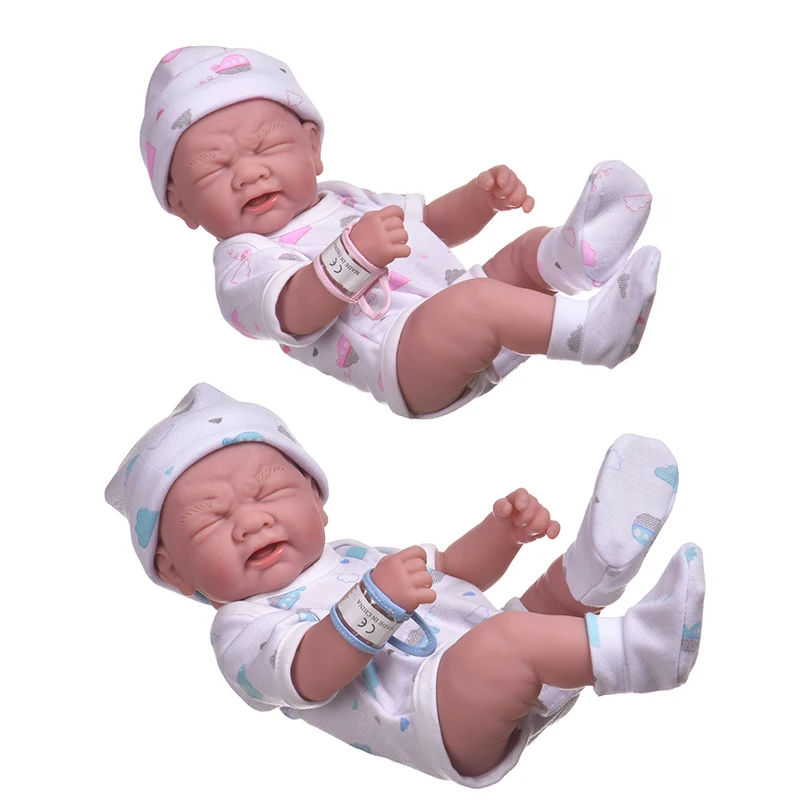 

35cm Bebe Reborn Toys Lifelike Weeping Cry Dolls Full Silicone Cute Reborn Doll For Girls Pink Suit Bath Play Toys Children Gift