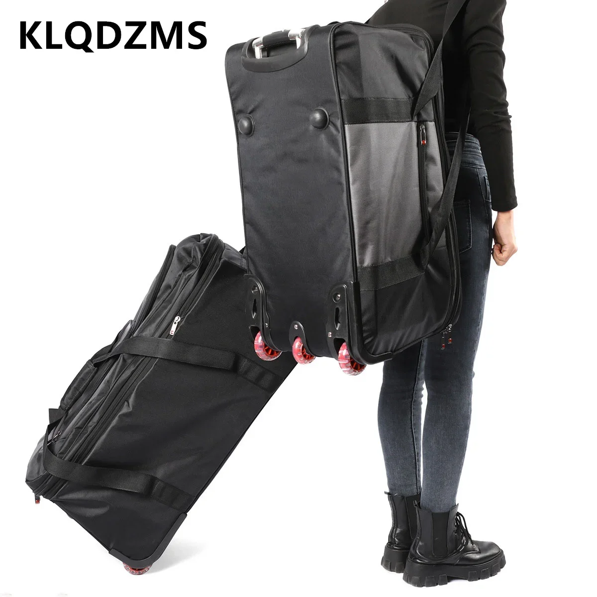 Klqdzms 28 "30 Zoll Oxford Stoff gepäck faltbar tragen Boarding Box große Kapazität Trolley Fall mit Rädern Roll koffer