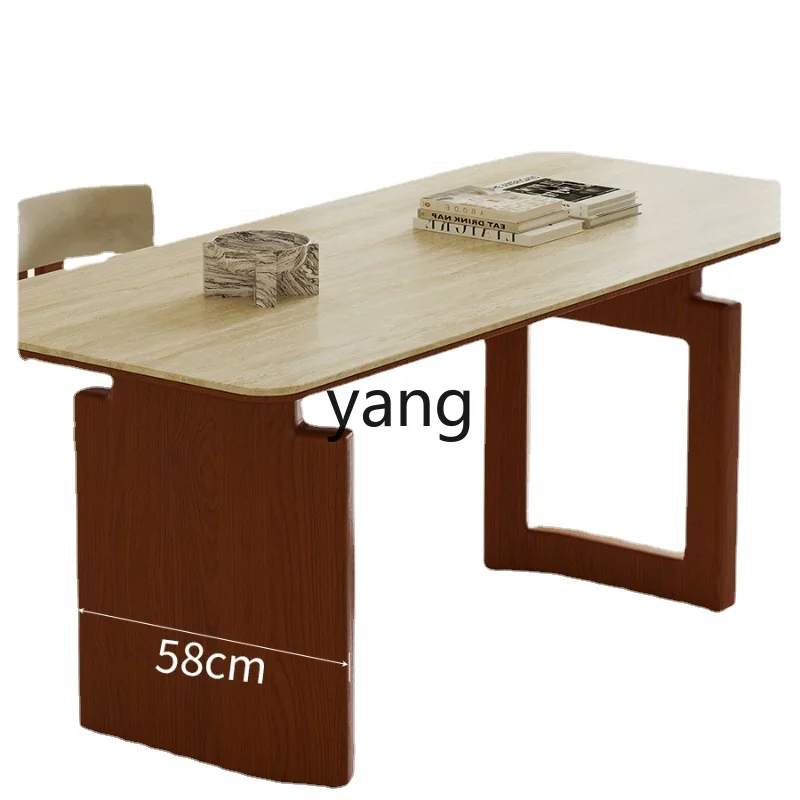 

Yhl Retro Solid Wood Stone Plate Dining Table Modern Simple Home Rectangular Dining Table One Table Four Six Chairs Combination