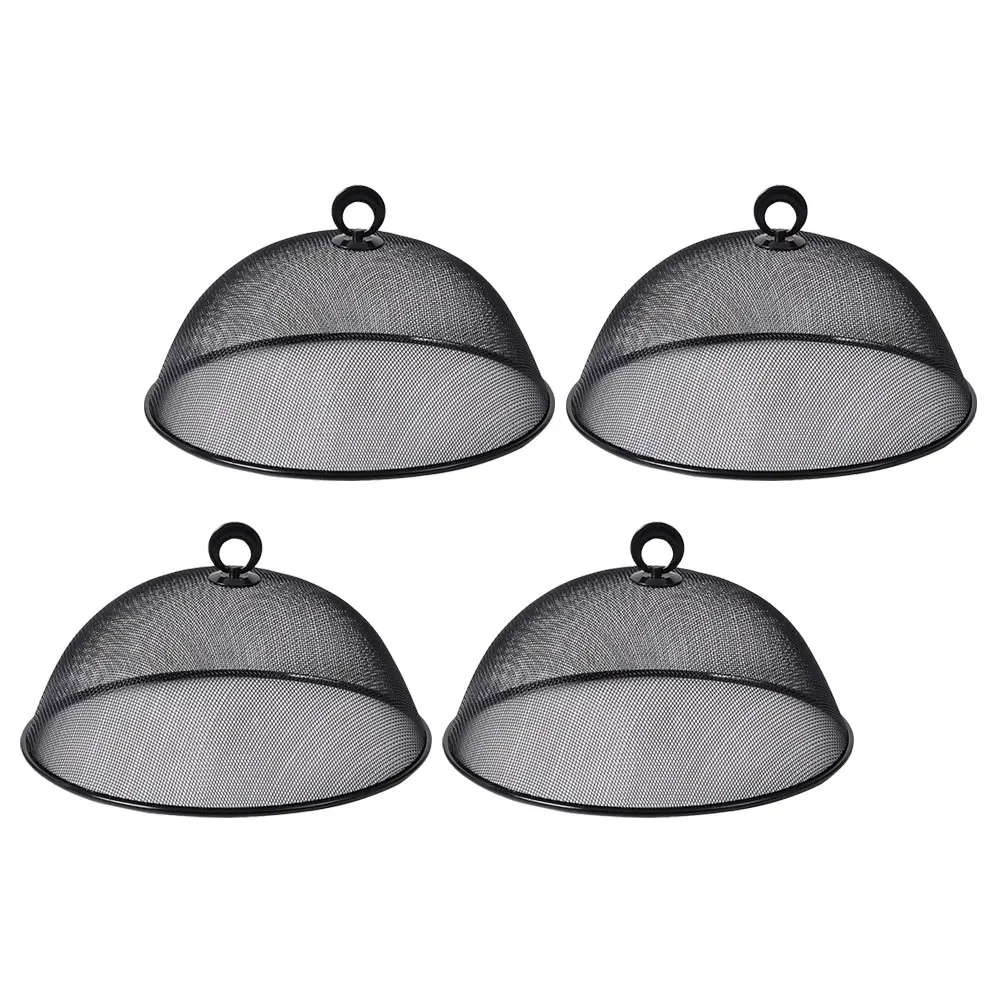 

4pcs Stainless Steel Food Cover Mesh Dome 30cm Round Black Anti Mosquito Dust Proof for Kitchen Picnic Camping Restaurant Use