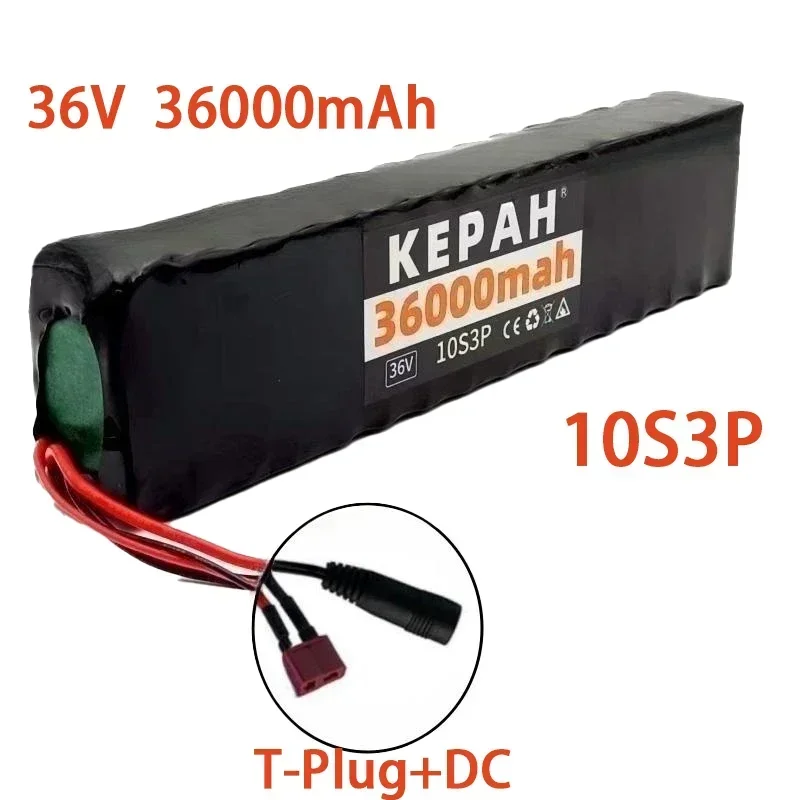 10S3P 36V lithium battery pack  36000mAh Rechargeable Lithium Battery Pack 1000W Power Modified Bicycle Electric Scooter  +BMS