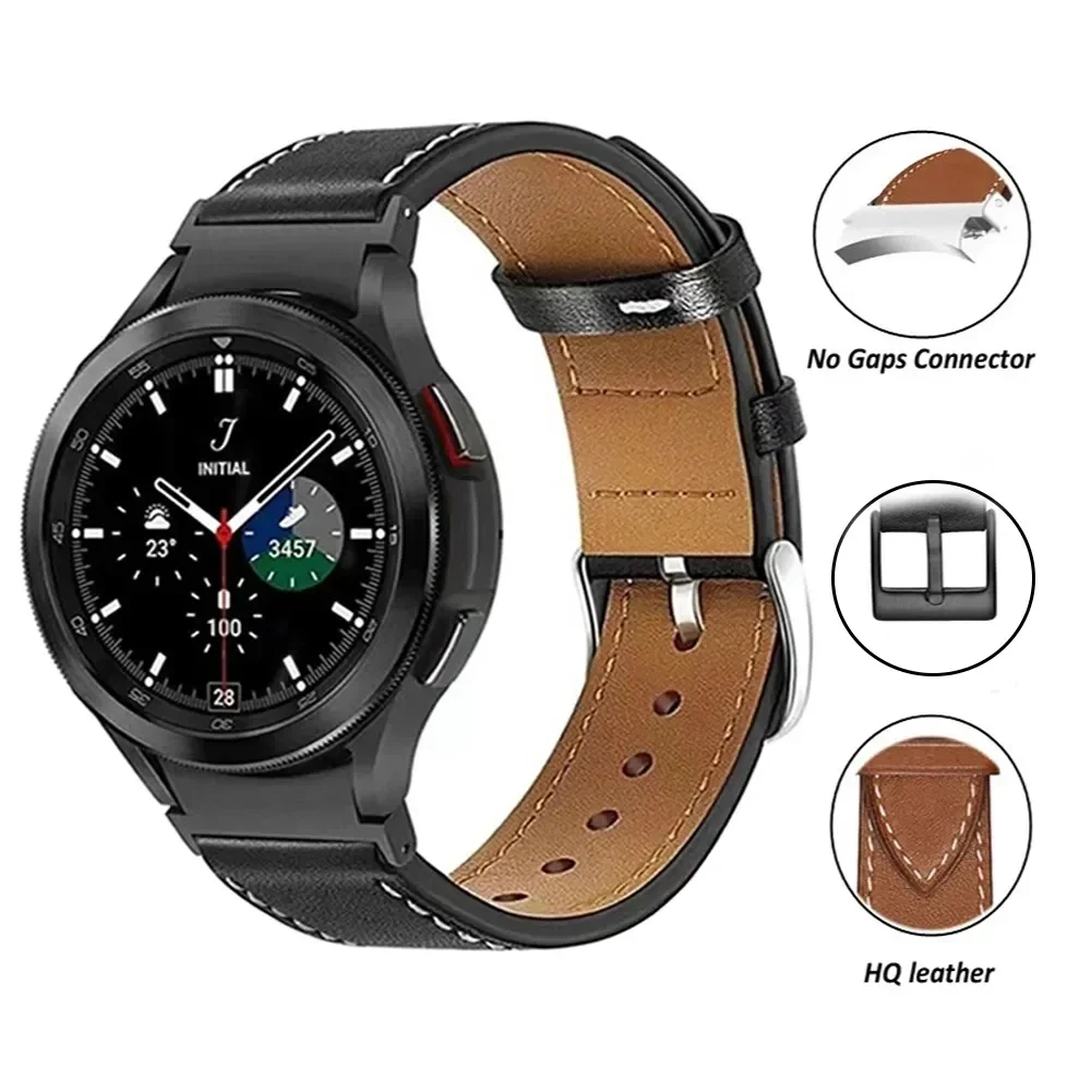 No Gaps PU Leather Band For Samsung Galaxy Watch 5/pro Classic 47 43mm Smartwatch Belt Bracelet Correa Watch 6/5/4 44 40mm Strap