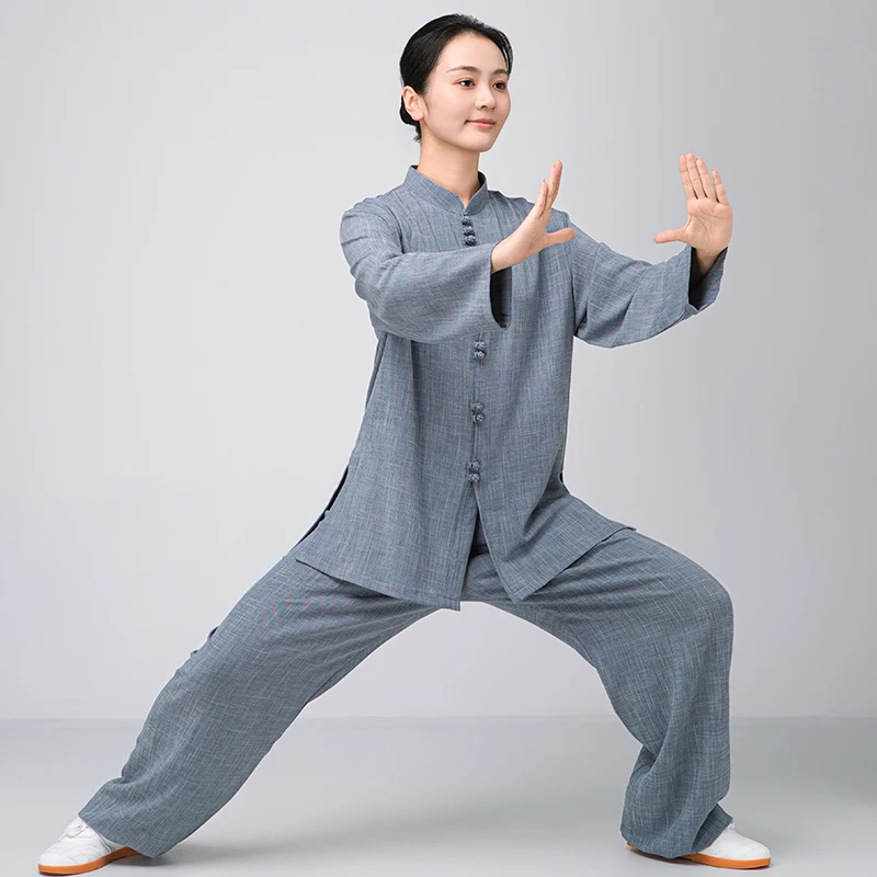 Lightweight Breathable Tai Chi Suit Spring Autumn Kung Fu Uniform Loose Fit Linen Blend Martial Arts Clothing Unisex