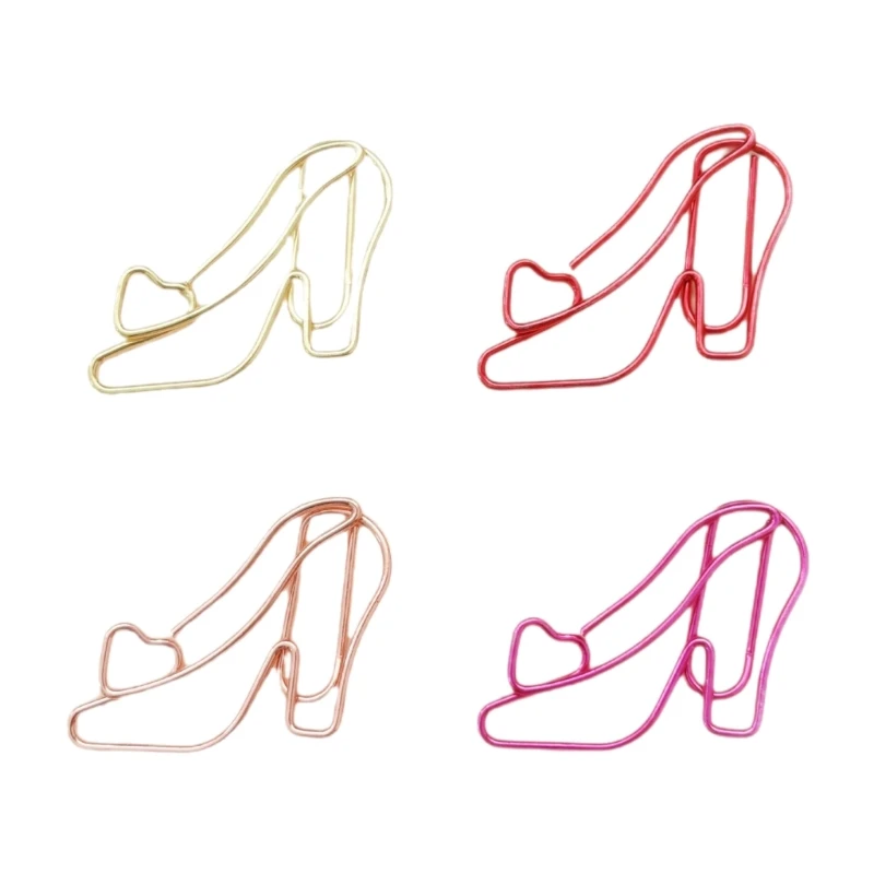 R53C 20Pcs High Heel Paperclips Colored Metal Paper Clip Metal Bookmarks Clips for Display and Hanging Note Document Postcard