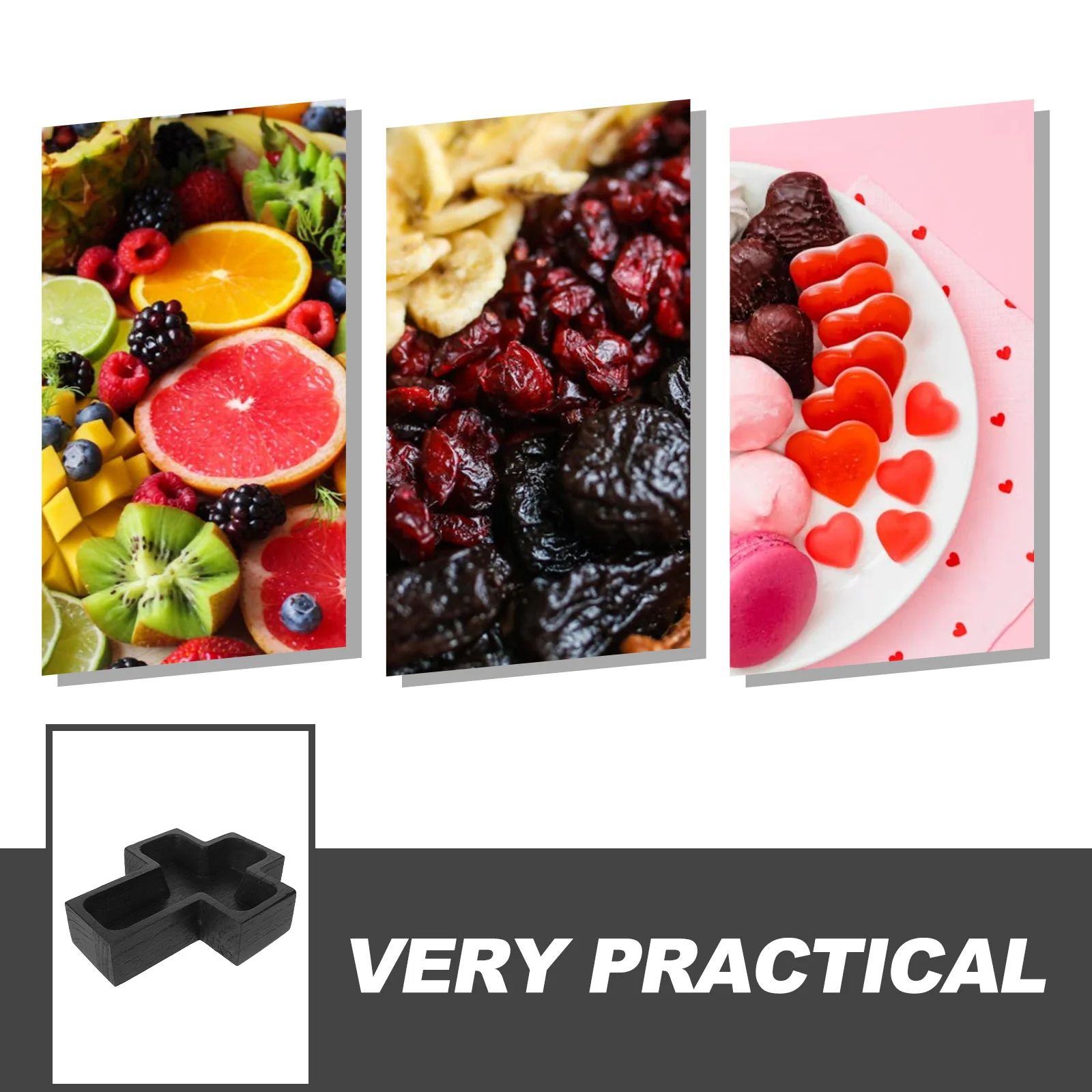 

Wooden Bowl Tray Serving Platter Multi-function Dessert Nut Fruit for Party Household Rustic