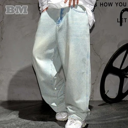 American Streetwear Hip-Hop Distressed Baggy Jeans Men'S Clothing Denim Cargo Pants Korean Popular Clothes Kpop Trousers Male