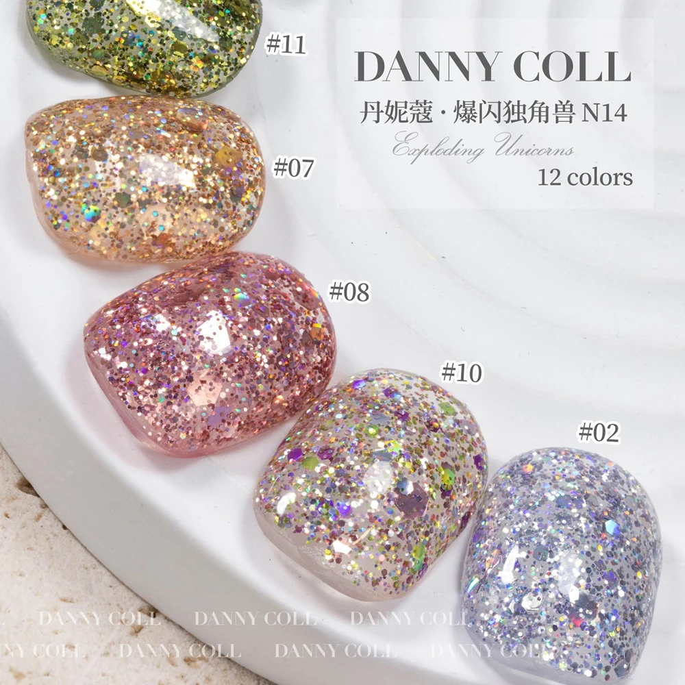 12pcs Glitter Sequin Gel Nail Polish With Sample Flash UV LED Soak Off Gel Nail Art Gel Varnish Magnetic UV Soak Off Gel Lacquer