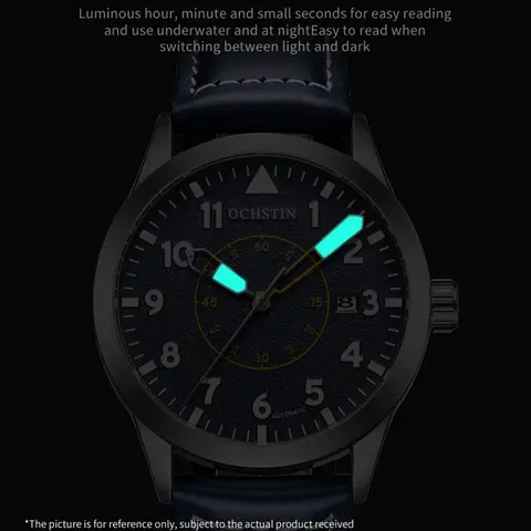 OCHSTIN पुरुषों के लिए फैशन लक्ज़री मैकेनिकल ऑटोमैटिक स्केलेटन घड़ी पारदर्शी बैक कवर क्रिएटिव डिज़ाइन पीले कैलेंडर डायल के साथ 8 best sales ओचस्टिन घड़ियाँ - №2