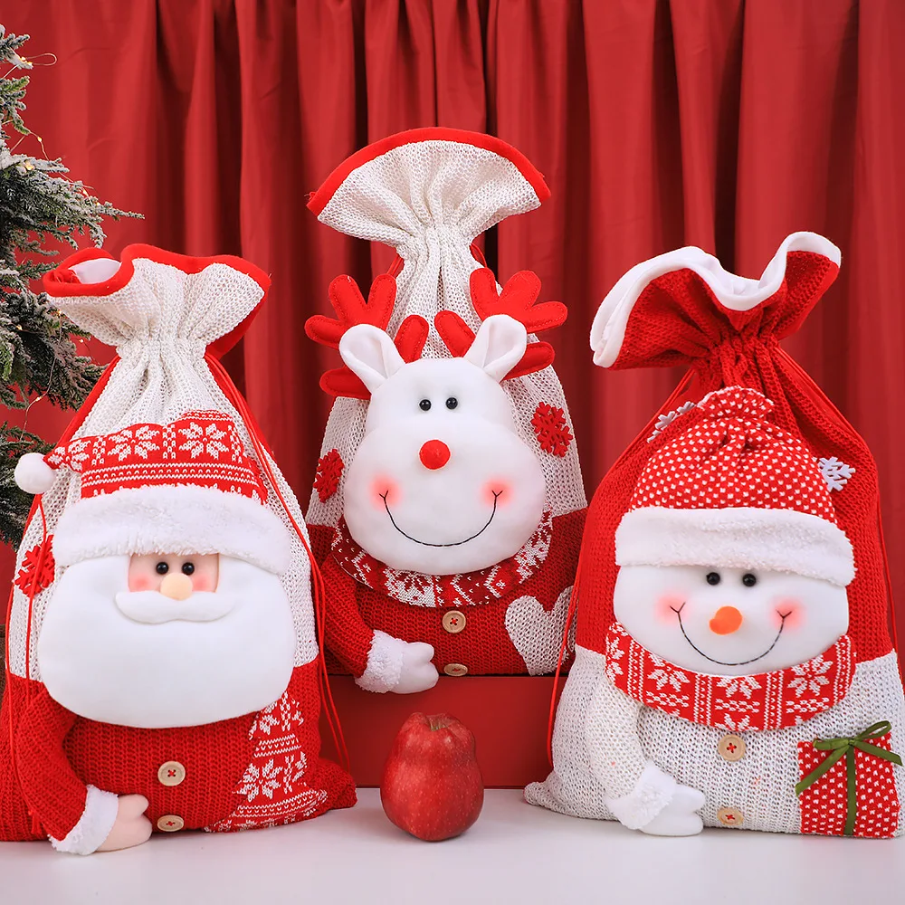 Large Size Christmas Gift Bag Santa Elk Snowman Christmas Decoration Candy Bags Present Pounch