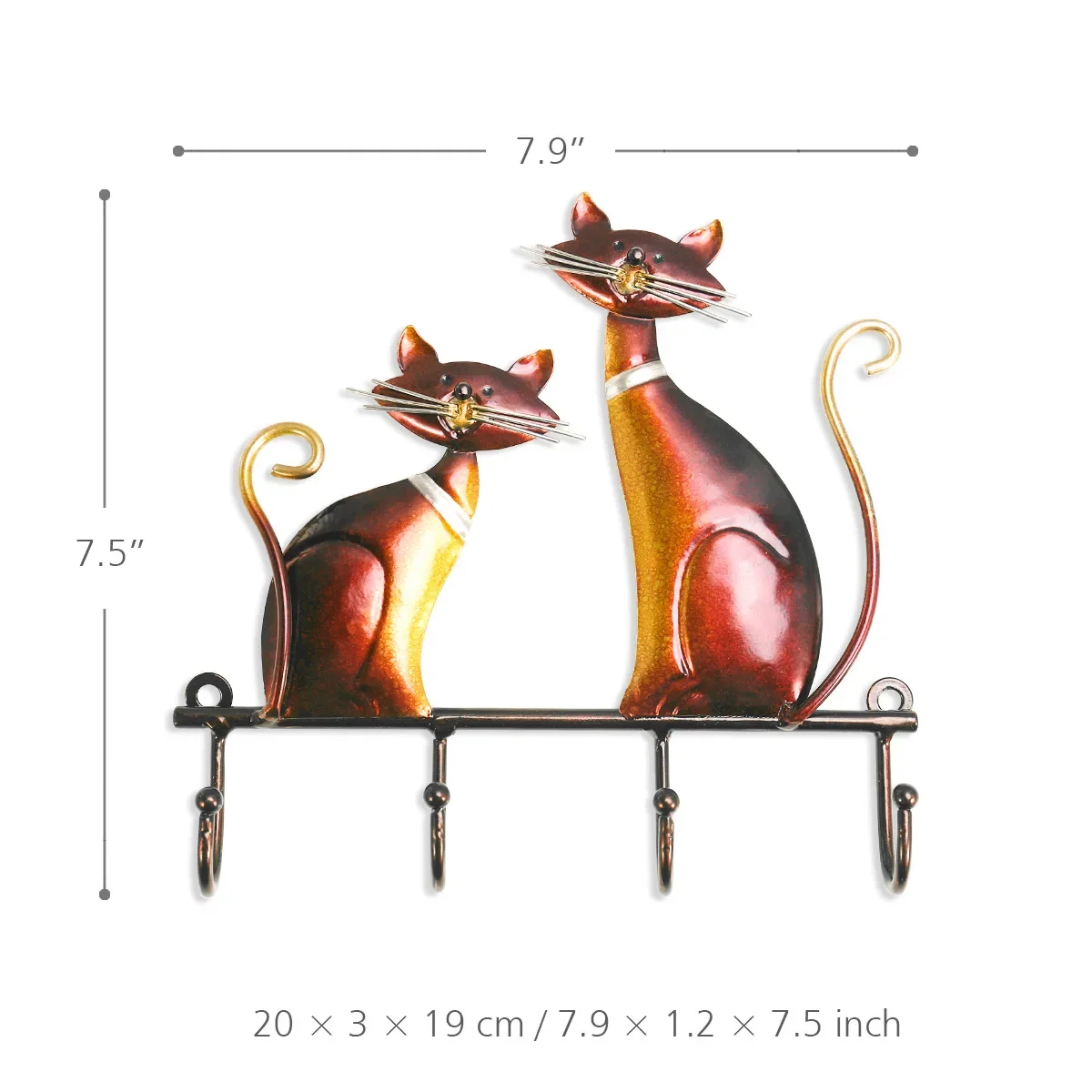 Cat Wall Hook Art Decorative Hanger Cat Sculpture Hooks Wall Mount With 4 Hooks Home Accessories For Key Coats Bags Holder