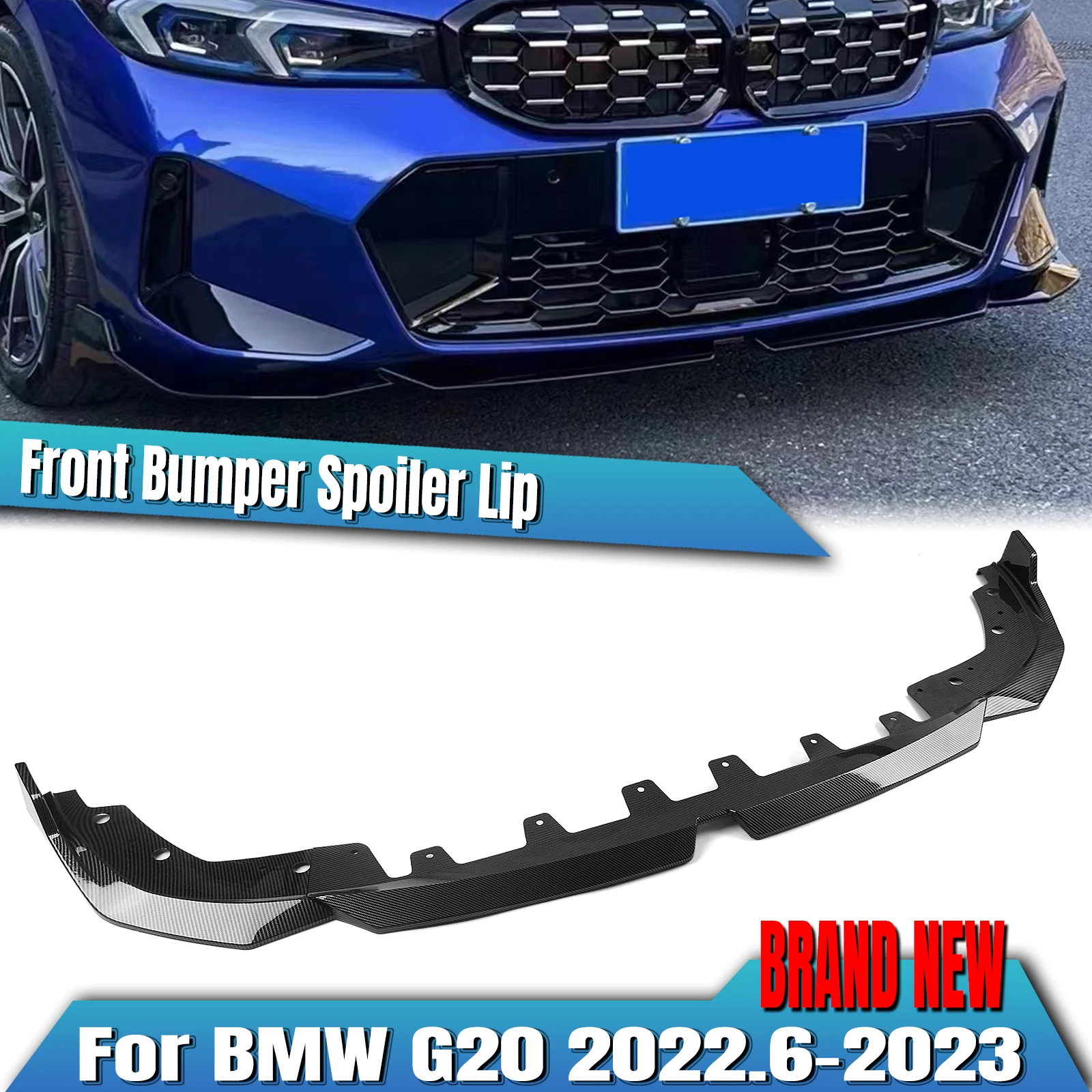 

For BMW 3 Series G20 G21 2022-2024 Car Exterior Front Bumper Spoiler Lip Lower Splitter Guard Plate Blade Body Kit
