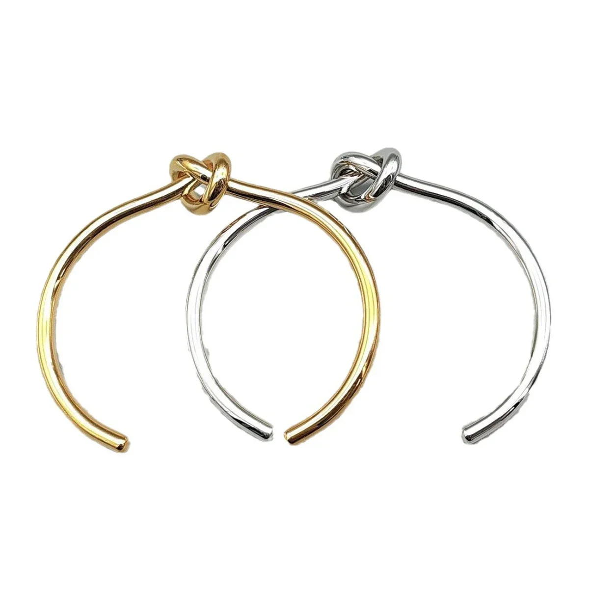 Stainless Steel Bangles Elegant Trendy Round Circular Open Knot Cuff Bracelets for Women Jewelry Goth Temperament Everyday Wear