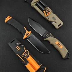 Outdoor Tactical Hunting Fixed Blade Knife 8Cr13Mov Blade Rubberized Handle Jungle Knife Self Defense Multi Tool with Sheath